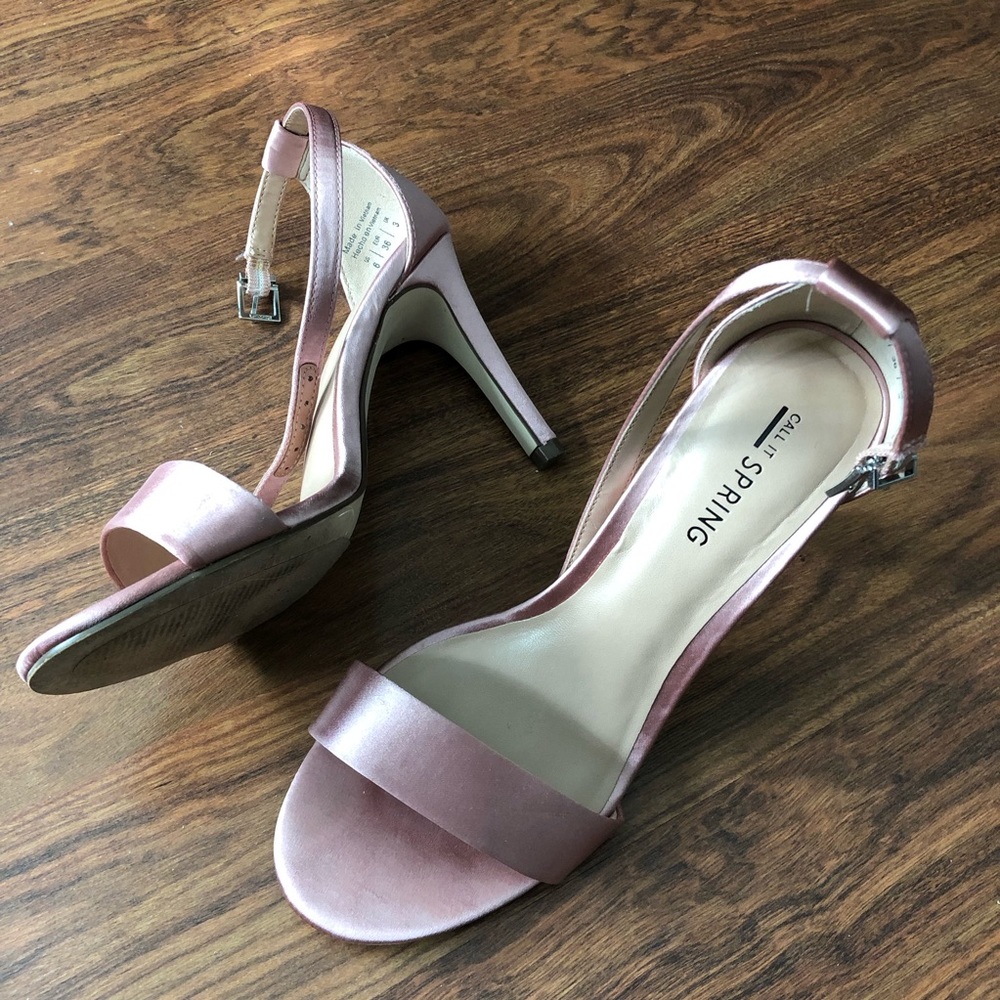 Call It Spring Pink Satin Heels - Picture 3 of 4